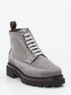 Santoni – Schnürboots aus Veloursleder grau