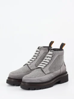 Santoni – Schnürboots aus Veloursleder grau