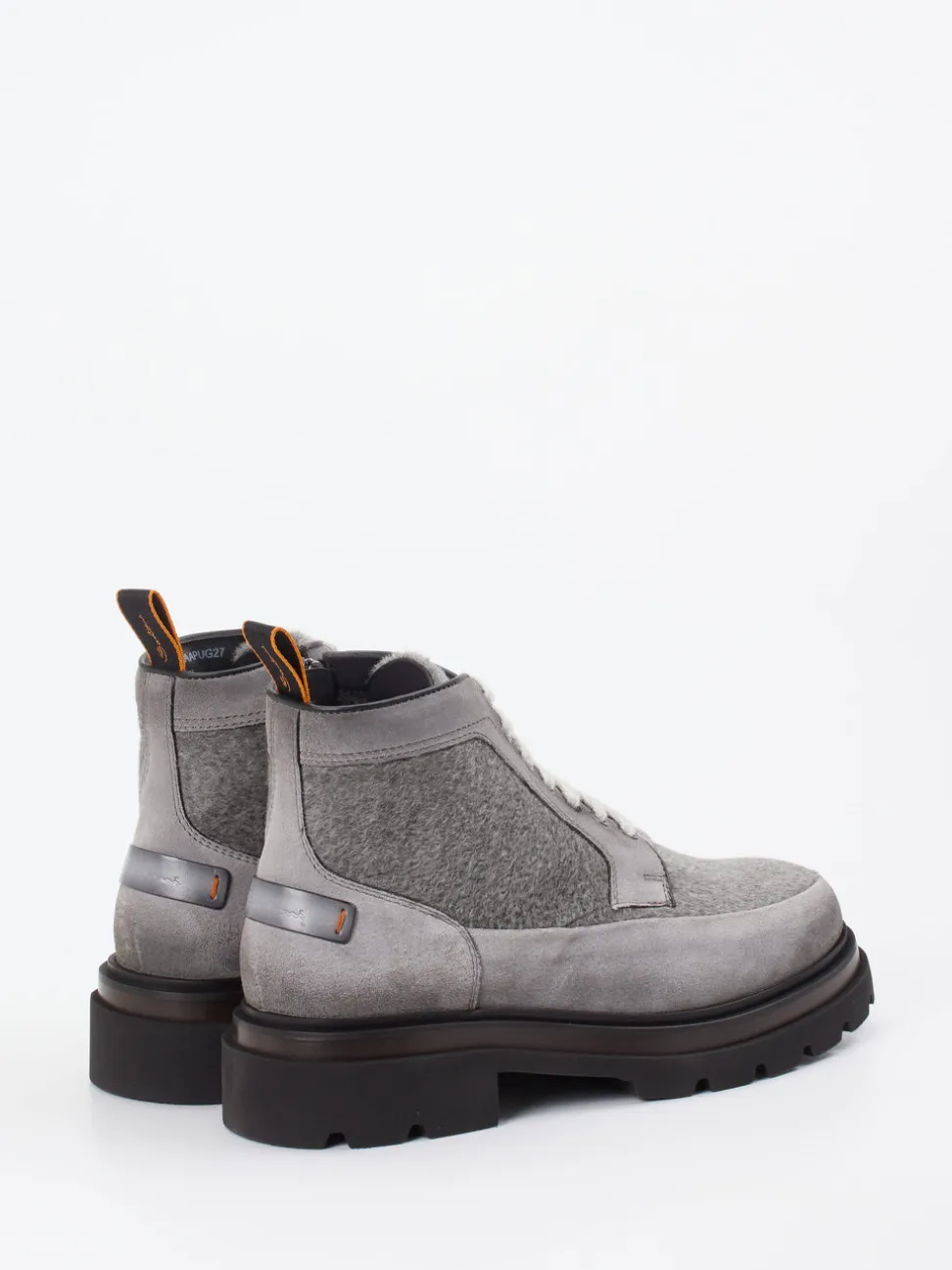 Santoni – Schnürboots aus Veloursleder grau