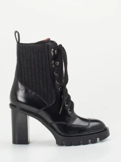 Santoni – Schnürstiefelette aus Hochglanzleder Schwarz