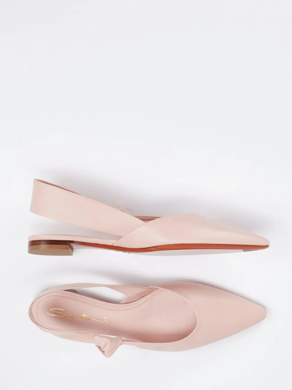 Santoni – Slingback-Ballerinas aus Kalbleder rosa
