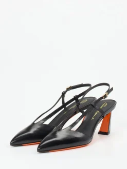 Santoni – Slingback-Pumps aus Kalbleder Schwarz