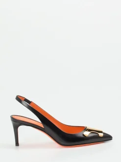 Santoni – Slingback-Pumps aus Kalbleder Schwarz