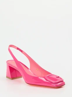 Santoni – Slingback-Pumps aus Lackleder Pink