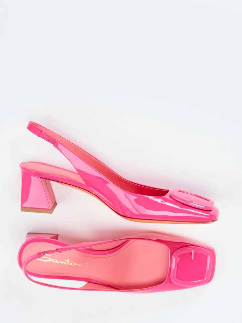 Santoni – Slingback-Pumps aus Lackleder Pink