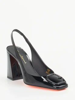 Santoni – Slingback-Pumps aus Lackleder Schwarz