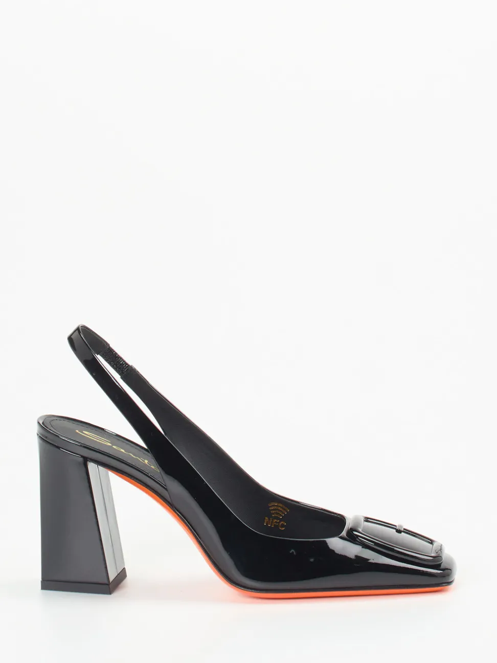 Santoni – Slingback-Pumps aus Lackleder Schwarz