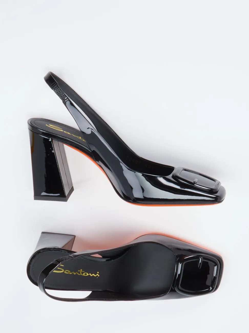 Santoni – Slingback-Pumps aus Lackleder Schwarz