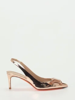 Santoni – Slingpumps aus Metallicleder in Roségold