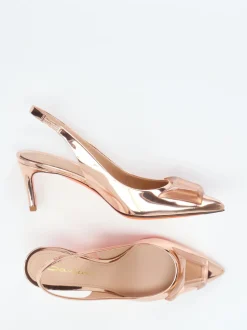 Santoni – Slingpumps aus Metallicleder in Roségold
