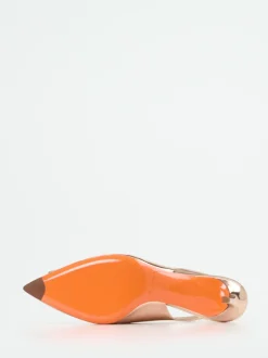Santoni – Slingpumps aus Metallicleder in Roségold