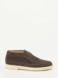 Santoni – Slip-On Mokassins aus Veloursleder Braun
