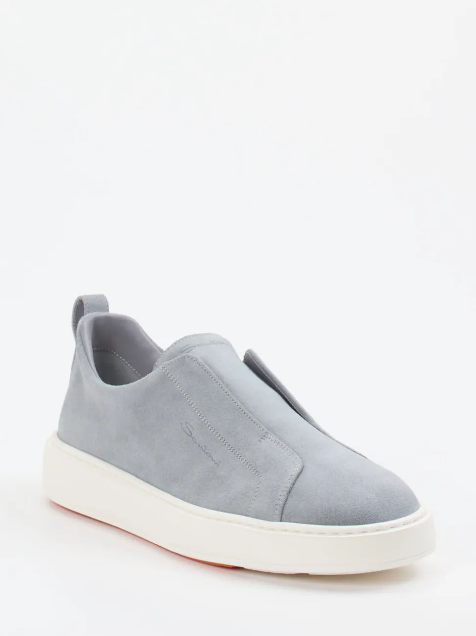 Santoni – Slip-On Sneaker aus Veloursleder Taubenblau