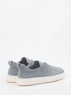 Santoni – Slip-On Sneaker aus Veloursleder Taubenblau