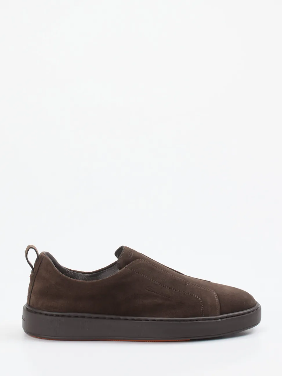Santoni – Slip-On Sneaker aus Veloursleder braun