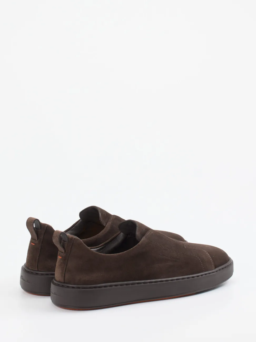 Santoni – Slip-On Sneaker aus Veloursleder braun