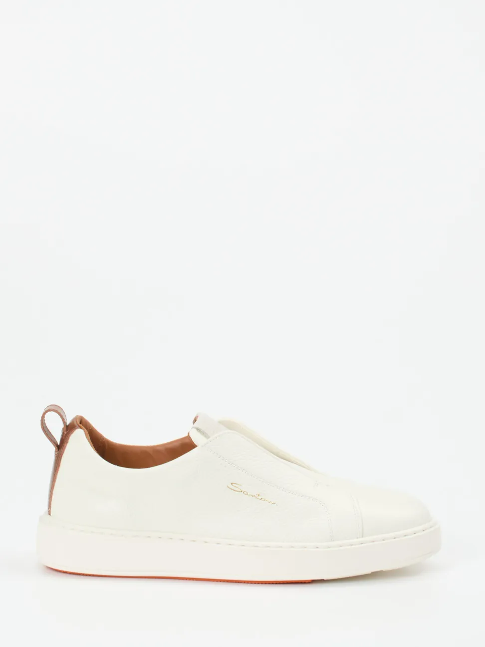 Santoni – Slip-On Sneaker aus Kalbleder cremeweiß