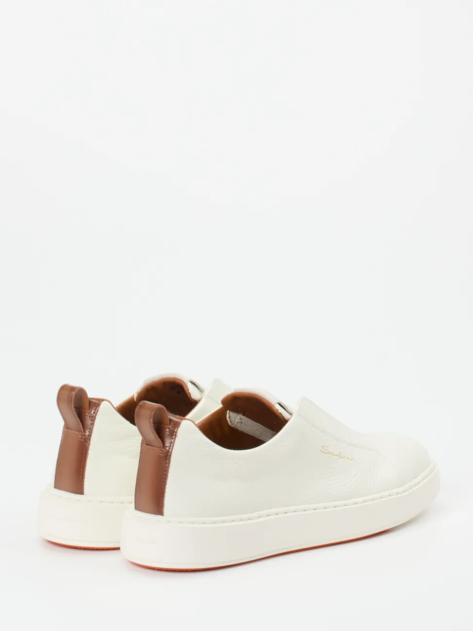 Santoni – Slip-On Sneaker aus Kalbleder cremeweiß