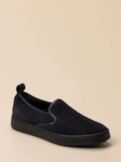 Santoni – Slip-On Sneaker aus Veloursleder Dunkelblau