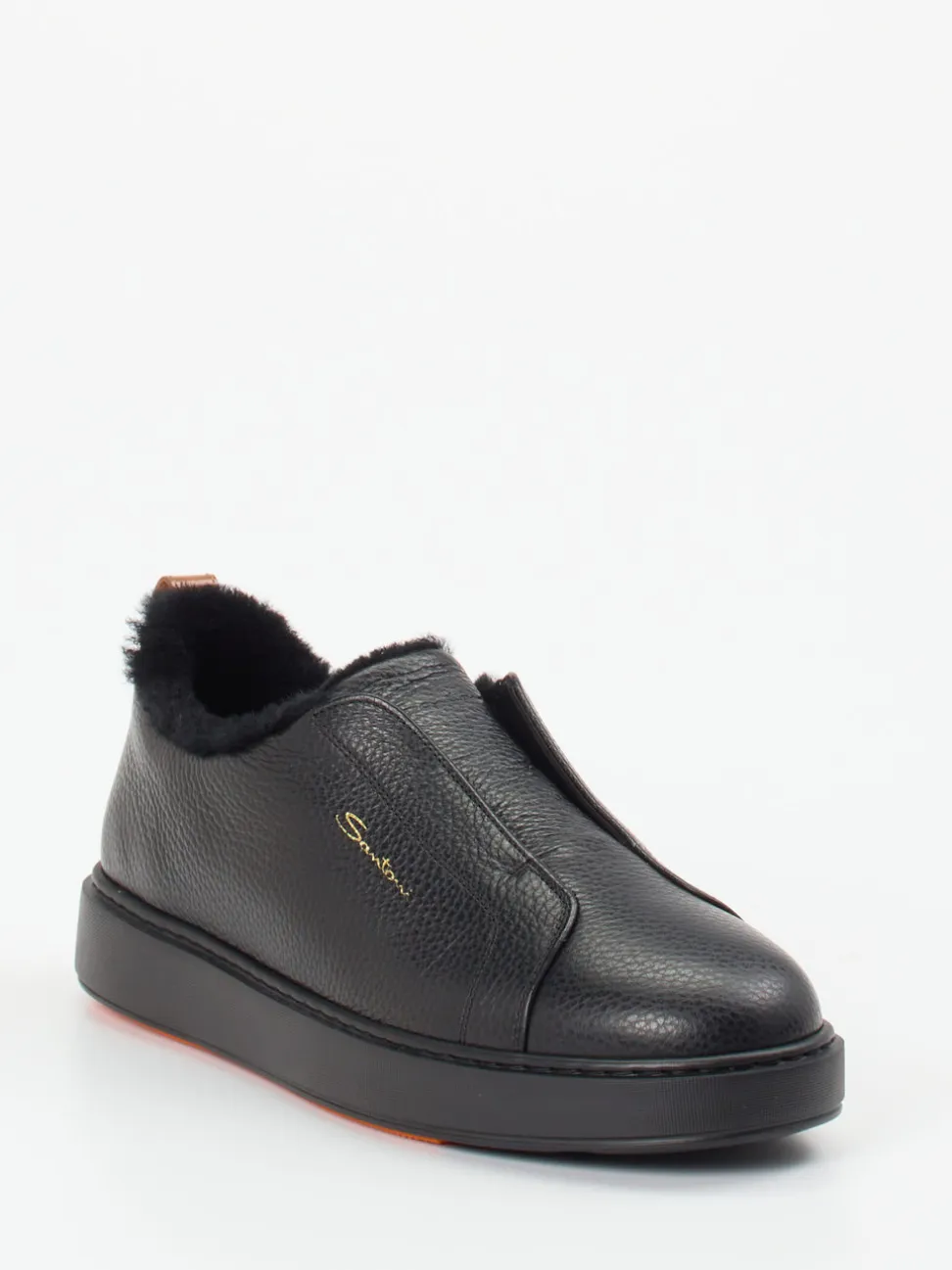 Santoni – Slip-On Sneaker aus Kalbleder schwarz