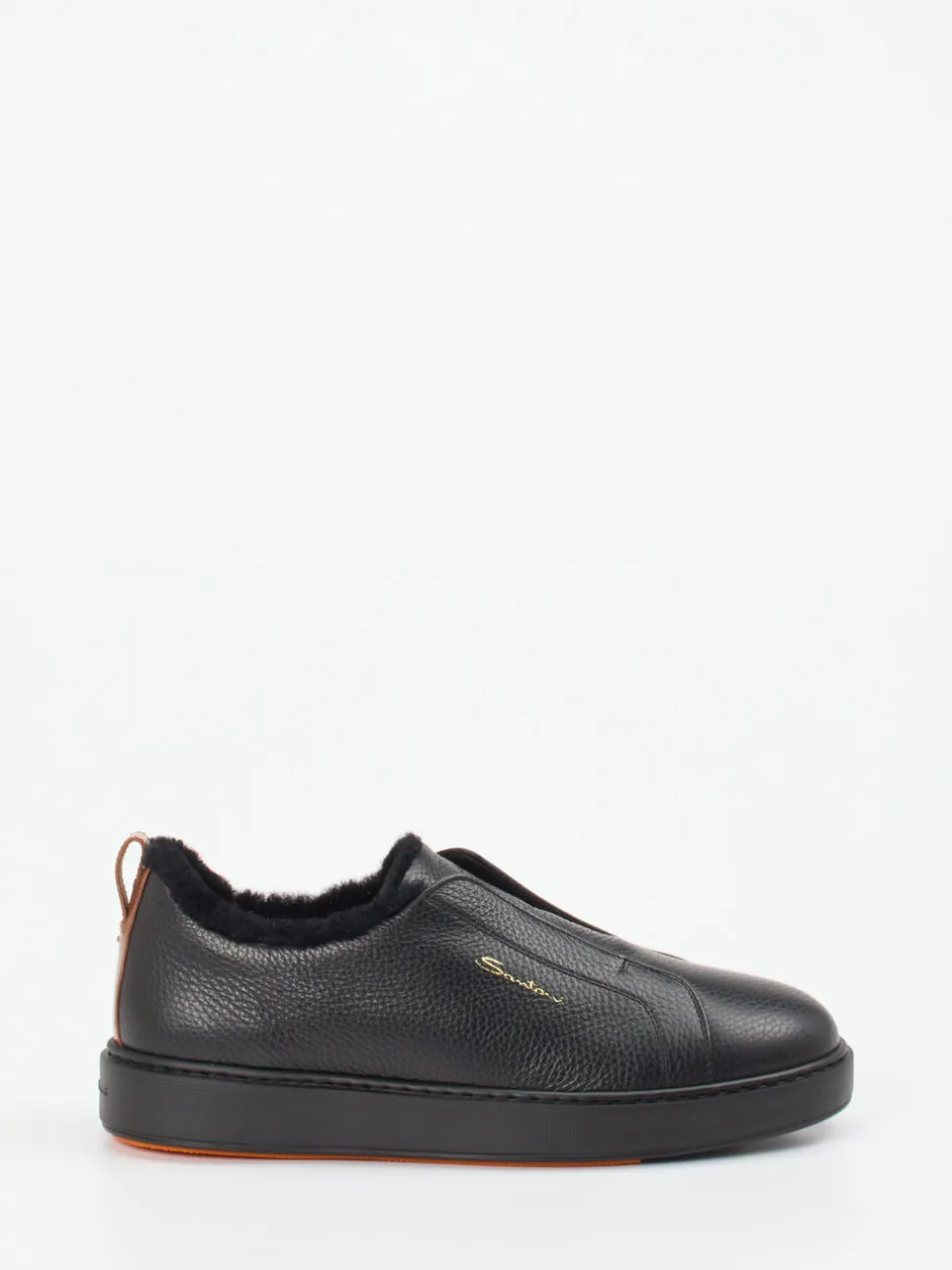 Santoni – Slip-On Sneaker aus Kalbleder schwarz