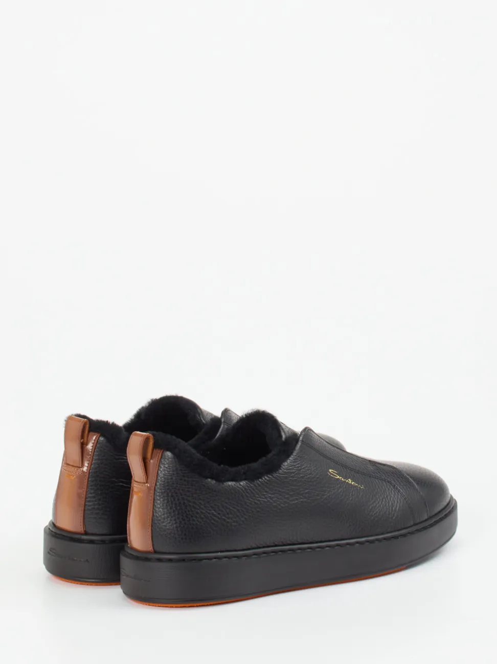 Santoni – Slip-On Sneaker aus Kalbleder schwarz