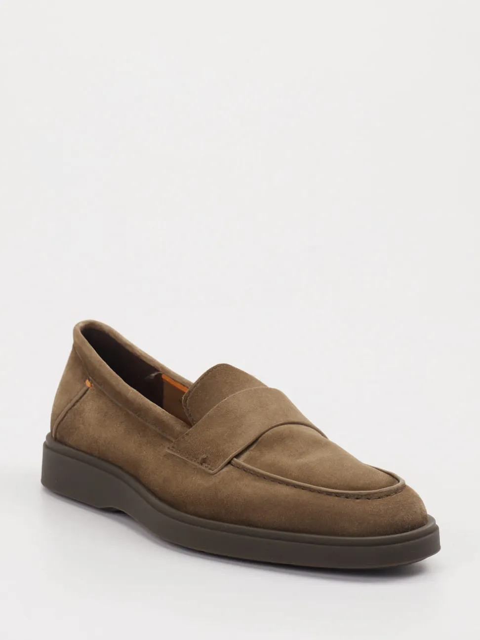 Santoni – Slipper aus Veloursleder in Taupe