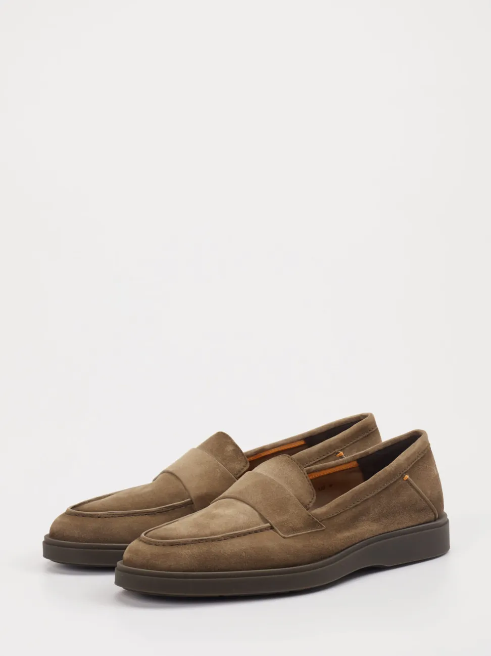 Santoni – Slipper aus Veloursleder in Taupe