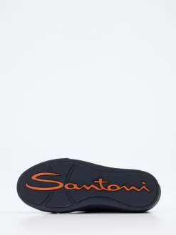 Santoni – Sneaker aus genarbtem Kalbleder Dunkelblau
