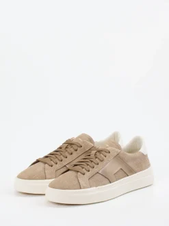 Santoni – Sneaker aus geprägtem Leder sandbeige