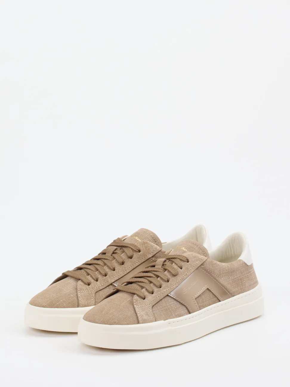 Santoni – Sneaker aus geprägtem Leder sandbeige
