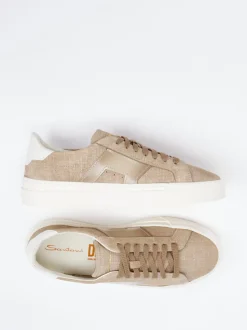 Santoni – Sneaker aus geprägtem Leder sandbeige
