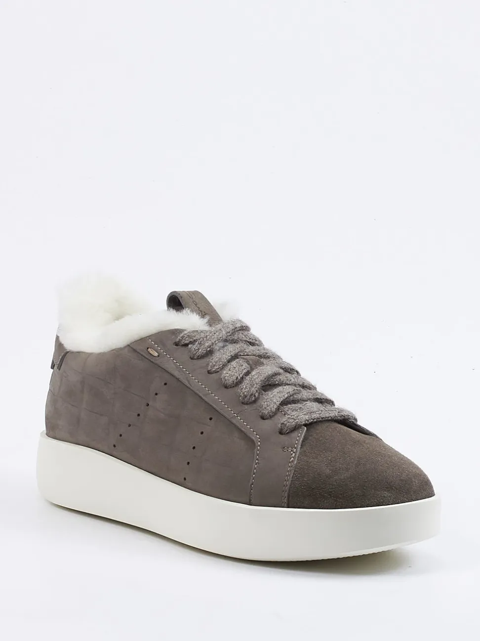 Santoni – Sneaker aus geprägtem Leder in Grau