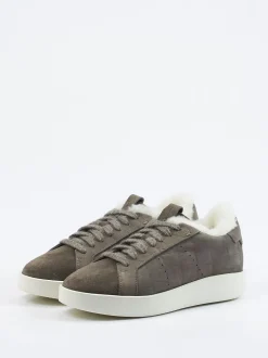 Santoni – Sneaker aus geprägtem Leder in Grau