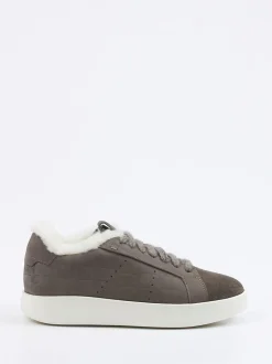 Santoni – Sneaker aus geprägtem Leder in Grau
