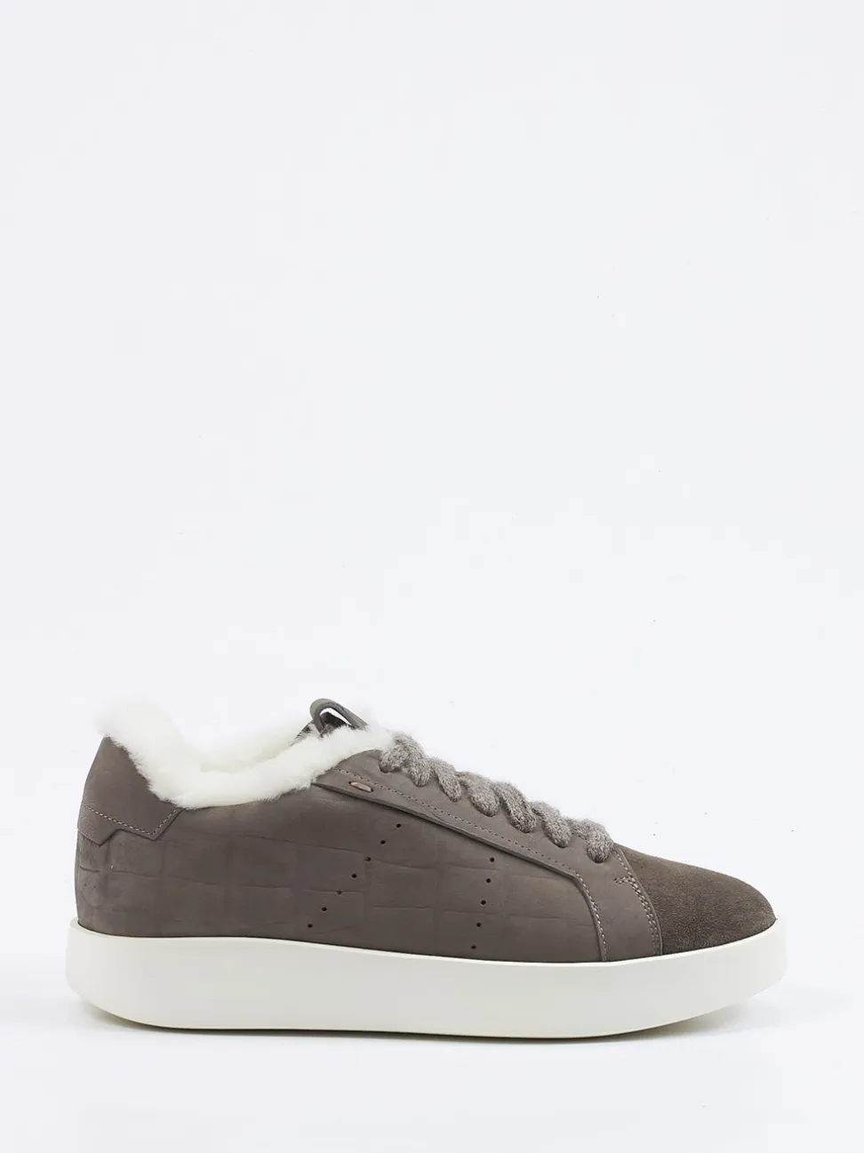 Santoni – Sneaker aus geprägtem Leder in Grau