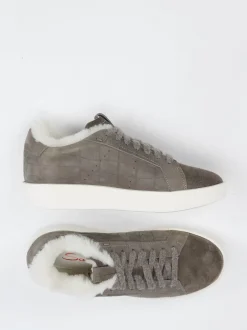 Santoni – Sneaker aus geprägtem Leder in Grau