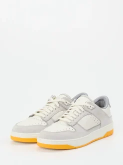 Santoni – Sneaker aus Kalbleder in Cremeweiß