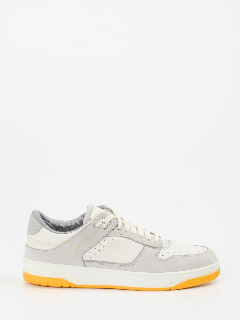 Santoni – Sneaker aus Kalbleder in Cremeweiß