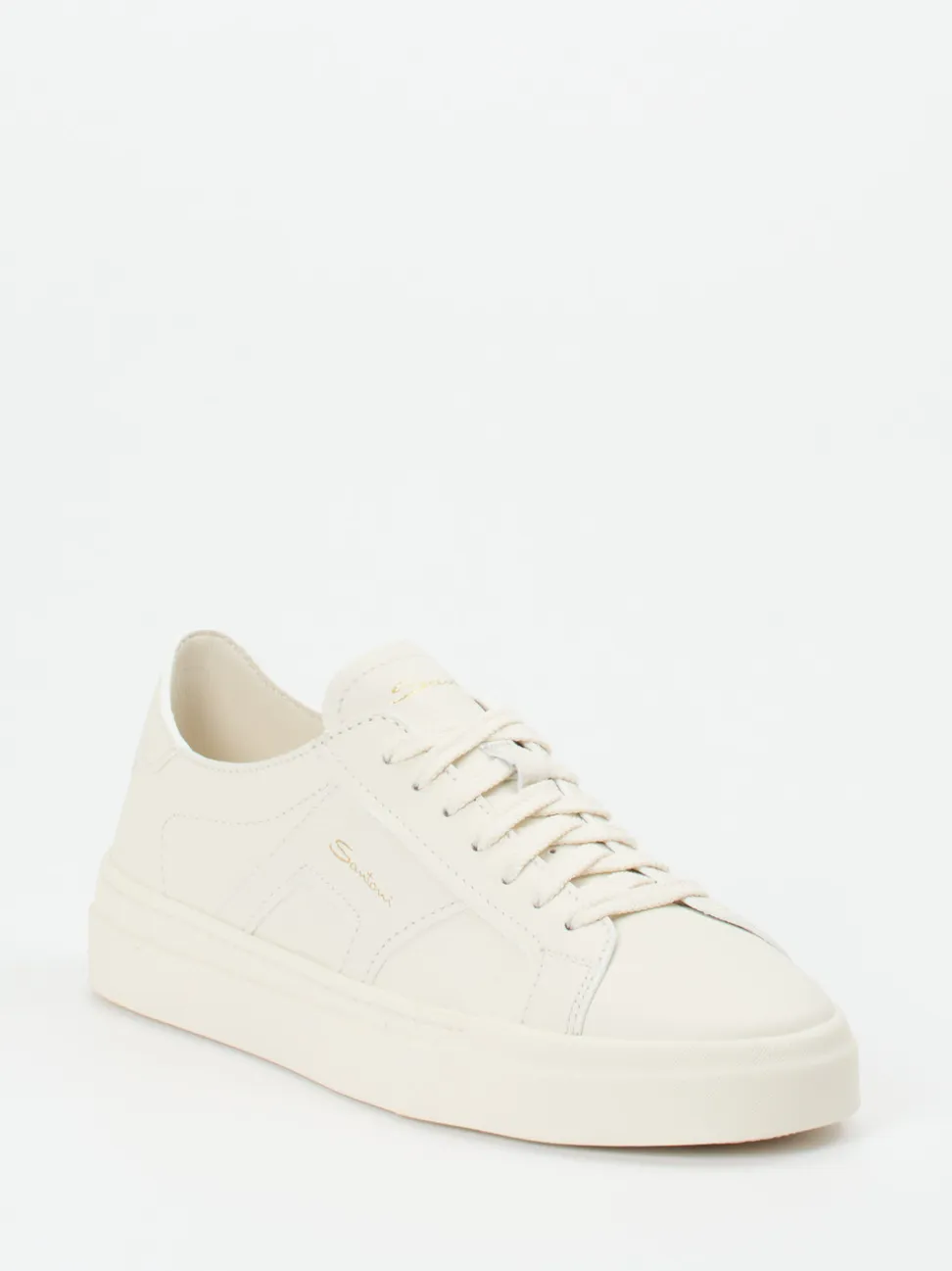 Santoni – Sneaker aus Kalbleder cremeweiß