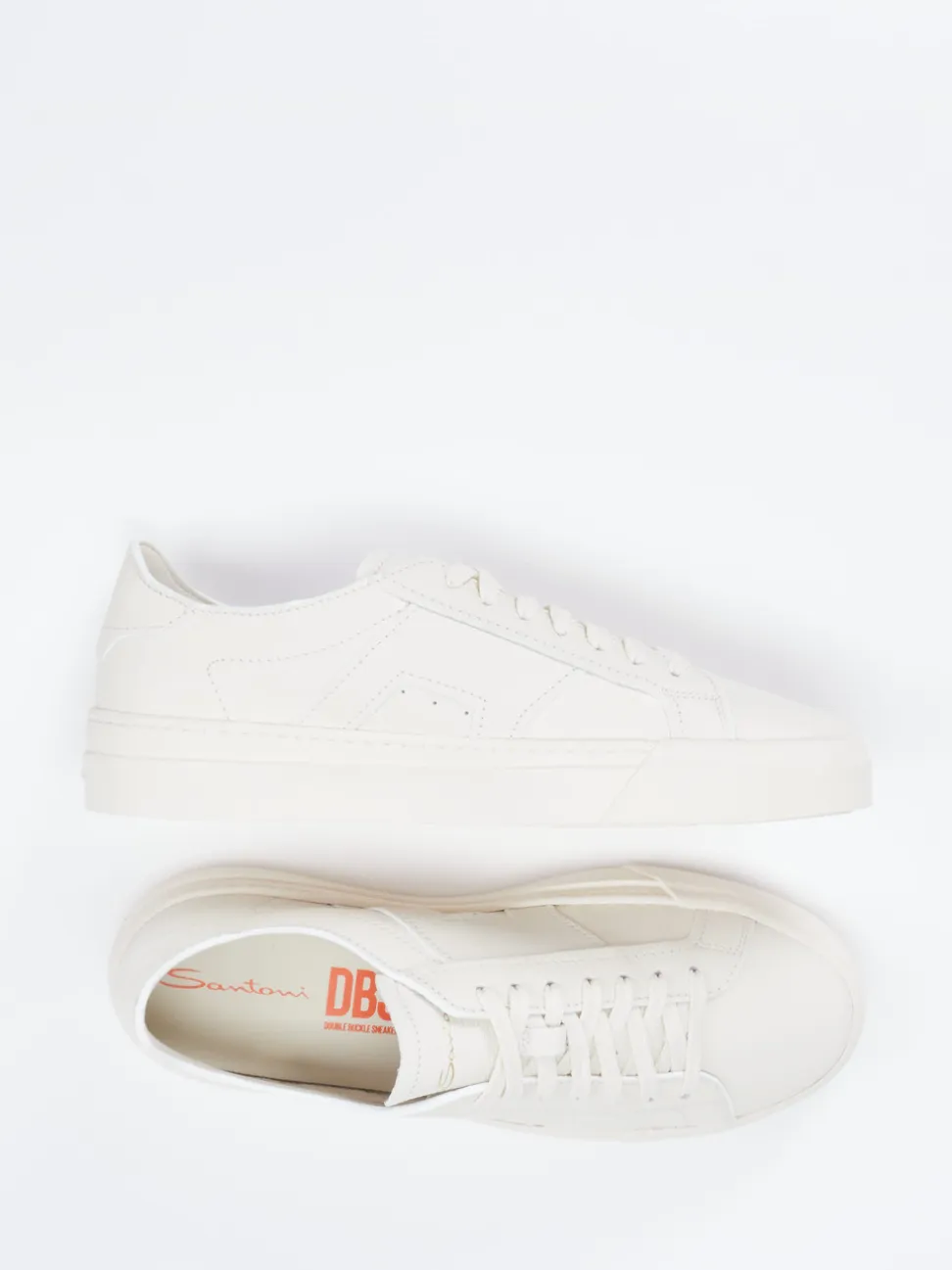 Santoni – Sneaker aus Kalbleder cremeweiß