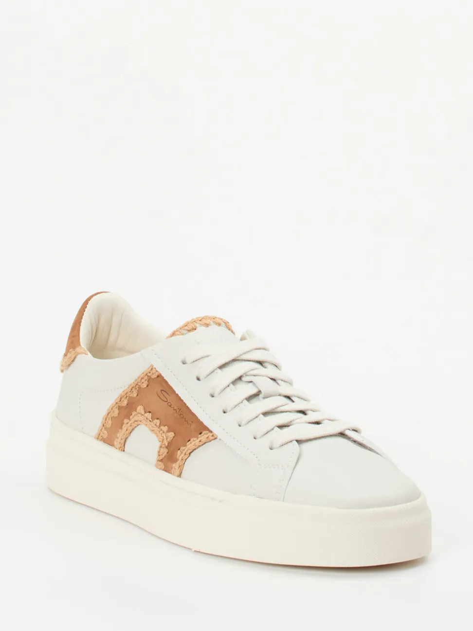 Santoni – Sneaker aus Kalbleder mit Veloursdetails