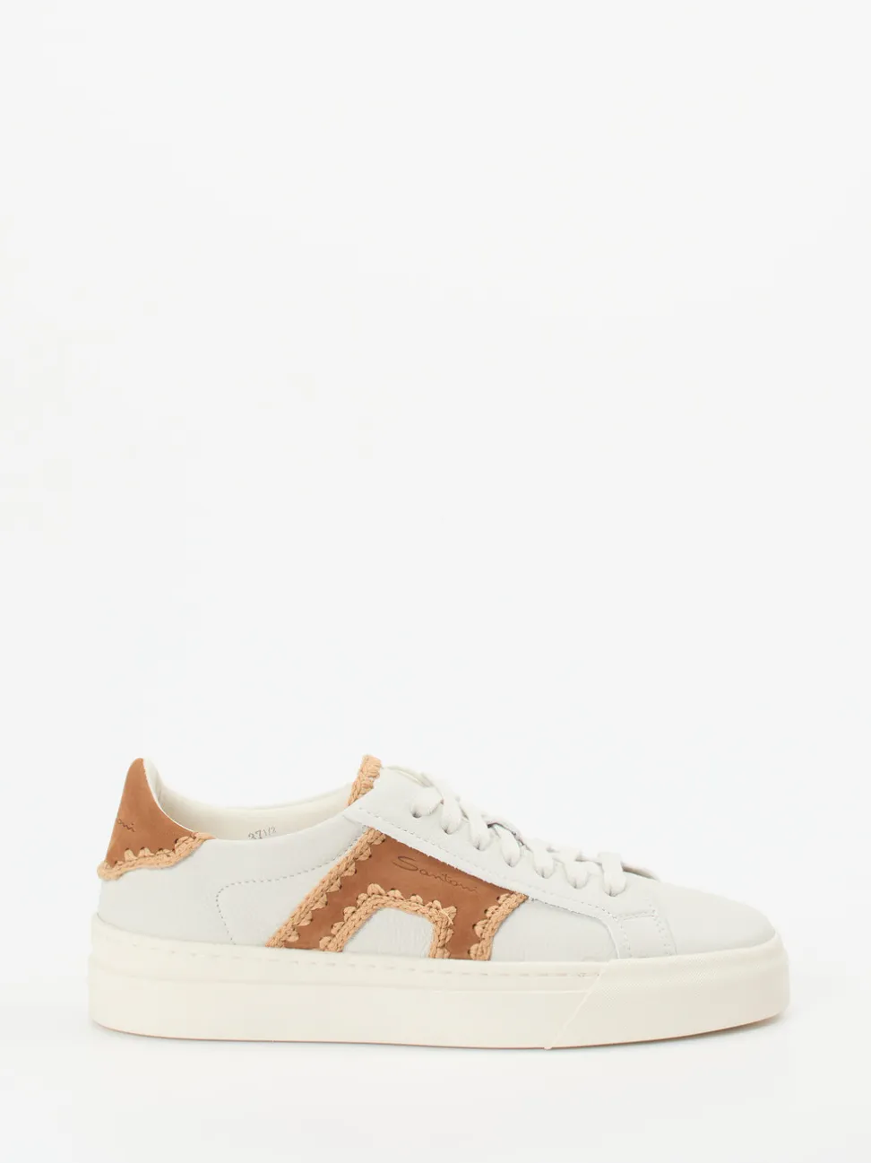 Santoni – Sneaker aus Kalbleder mit Veloursdetails