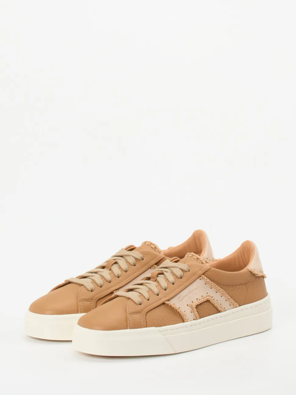 Santoni – Sneaker aus Kalbleder in Karamellbraun