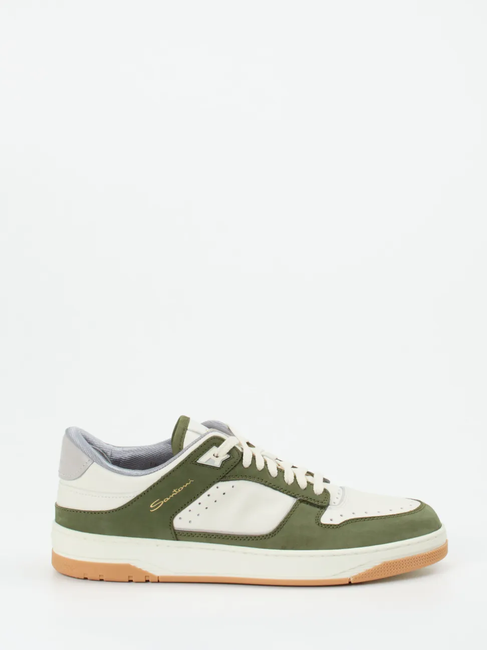 Santoni – Sneaker aus Kalbleder und Nubuk in Creme