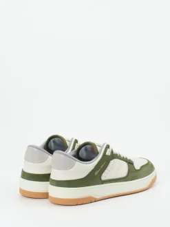 Santoni – Sneaker aus Kalbleder und Nubuk in Creme
