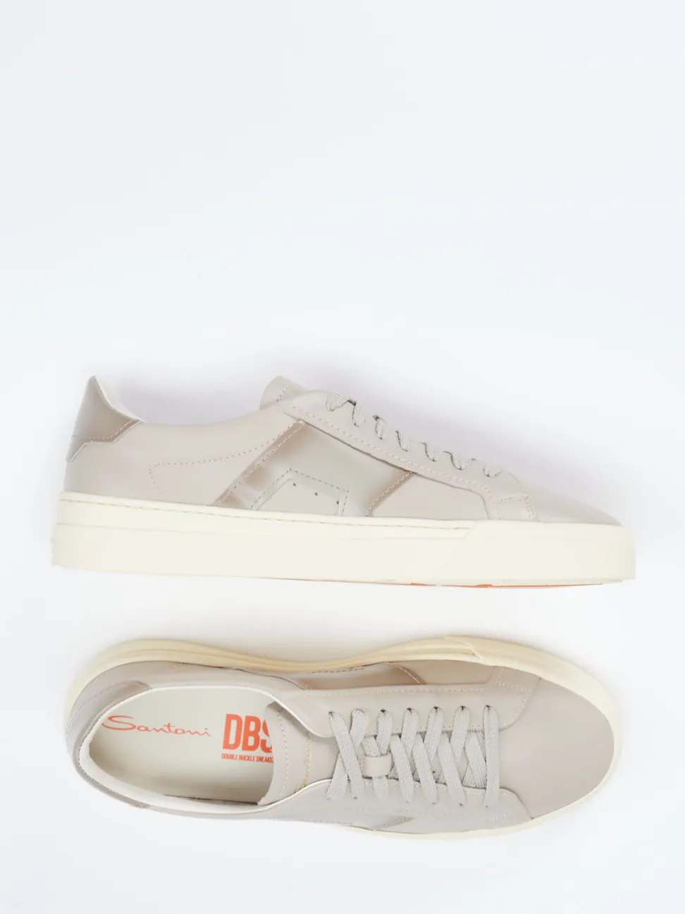 Santoni – Sneaker aus Kalbleder in Steingrau