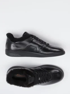 Santoni – Sneaker aus Kalbleder mit Lammfellfutter