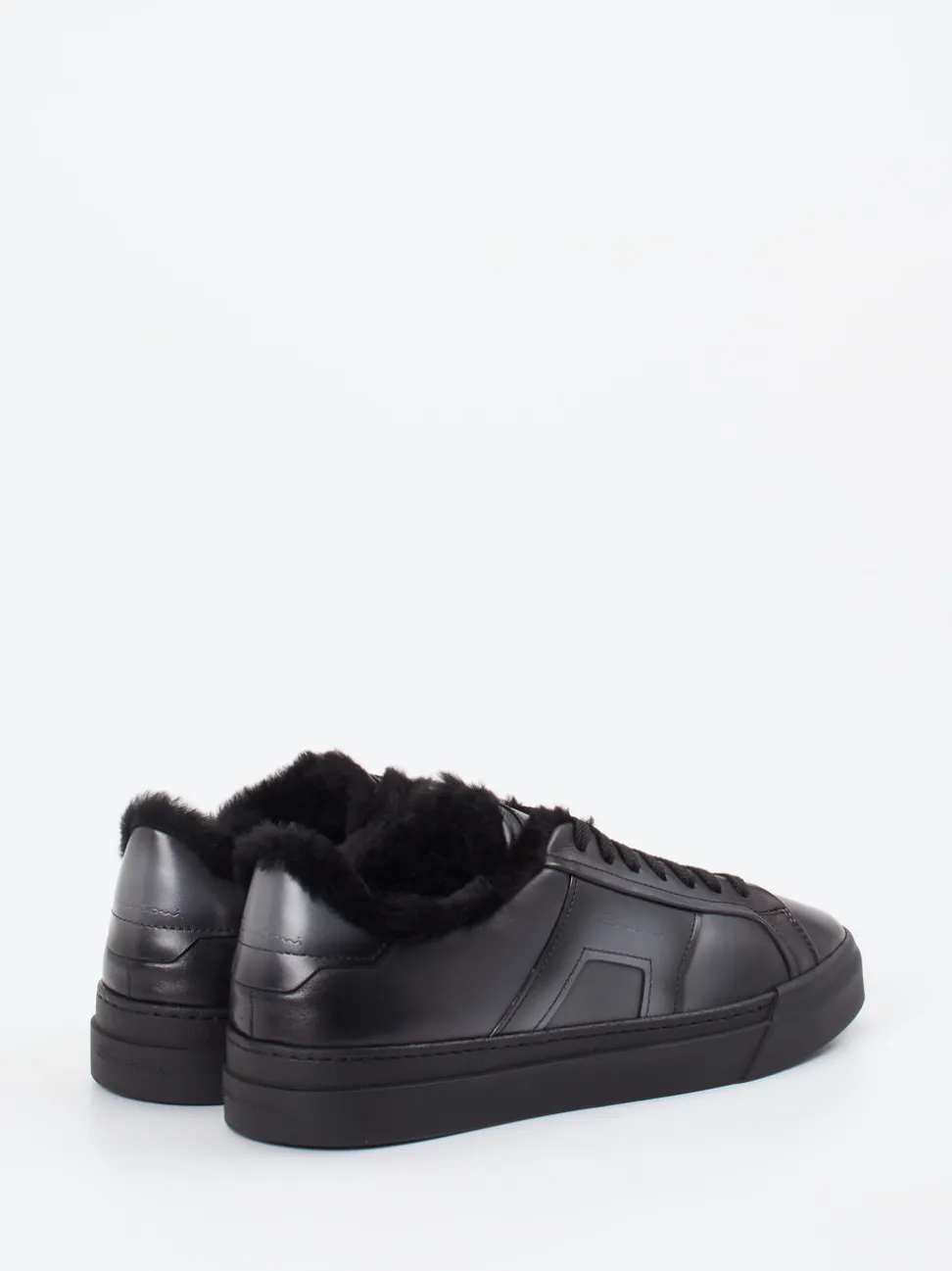 Santoni – Sneaker aus Kalbleder glänzend schwarz