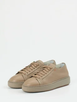 Santoni – Sneaker aus Kalbleder in Beigebraun